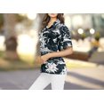 thumbnail image 4 of LA LEELA Women's Casual Beach Blouse Shirt TShirts Short Sleeve Button Up Dress Tops Tee Shirts Hawaiian Blouses for Women M Island, Black, 4 of 6