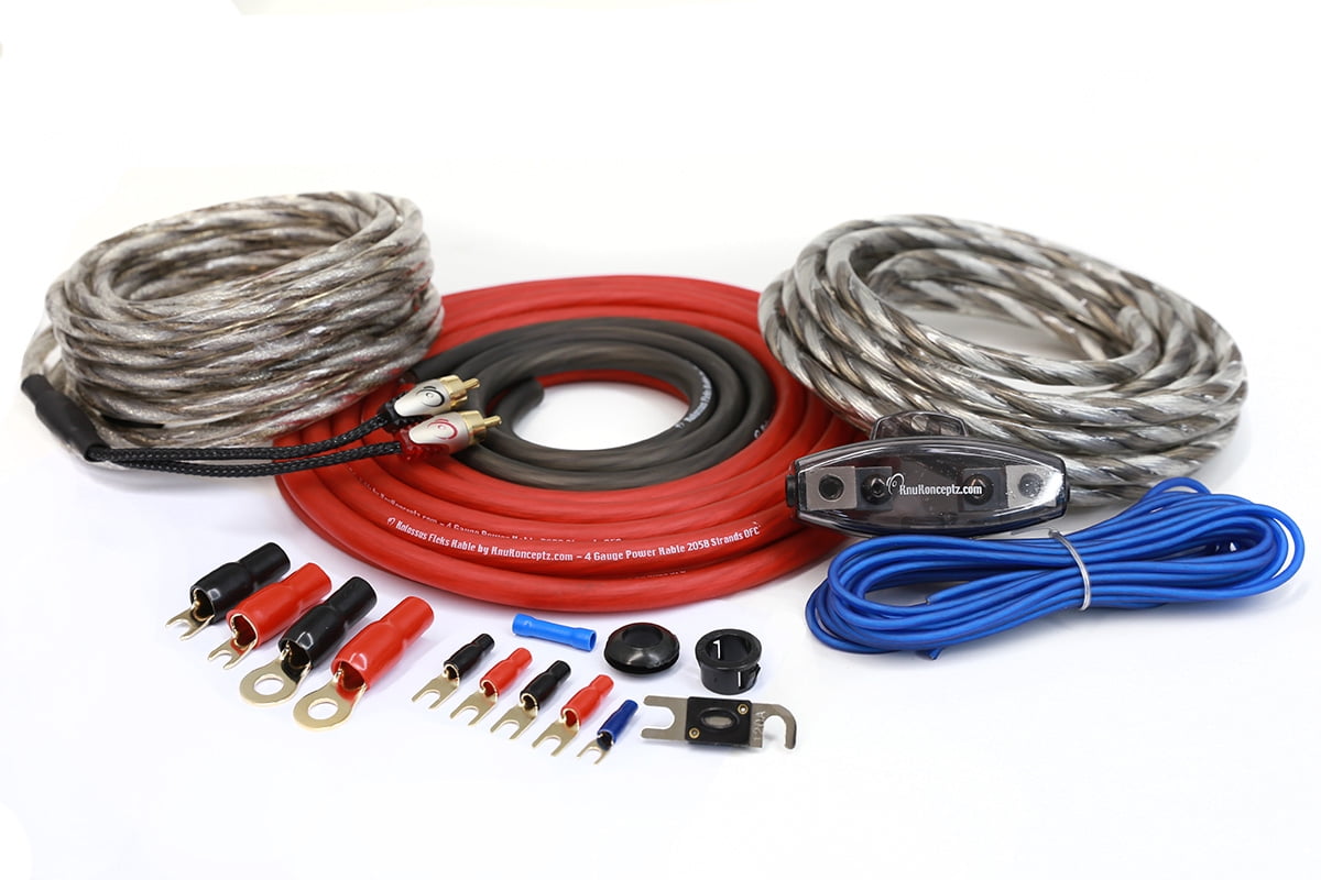 KnuKonceptz Red KCA Complete 4 Gauge Amplifier Installation Wiring Kit 