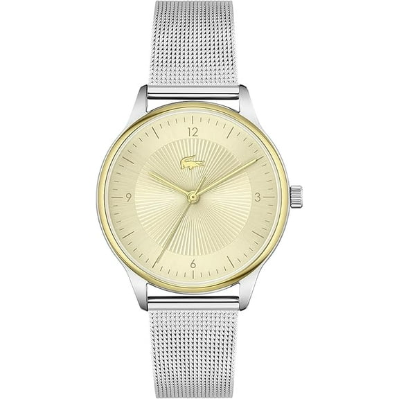 Lacoste 2001186 Club Gold Dial Silver Stainless Steel Mesh Band Women's Watch