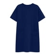 thumbnail image 4 of SAWOBUUN Womens Casual T-Shirt Dress Short Sleeve Crew Neck Loose Fit Mini Dress Summer Beach Sundress with Pockets, 4 of 6