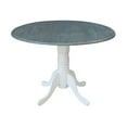 thumbnail image 3 of 42" Solid Wood Dual Drop Leaf Pedestal Dining Table with 4 Splat Back Chairs in White/Heather Gray by International Concepts, 3 of 5