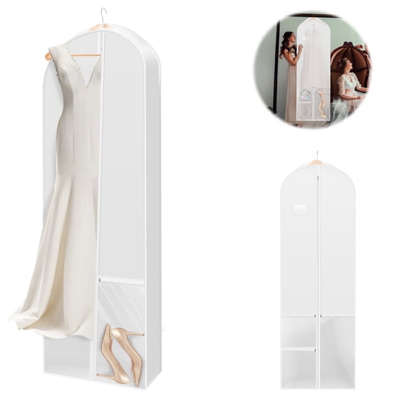 Threns Dress Bags for Gowns,70'' Long Garment Bags for Hanging Clothes,Dress Garment Bag,Foldable Dress Cover with Clear Window for Dresses,Coats,Uniforms