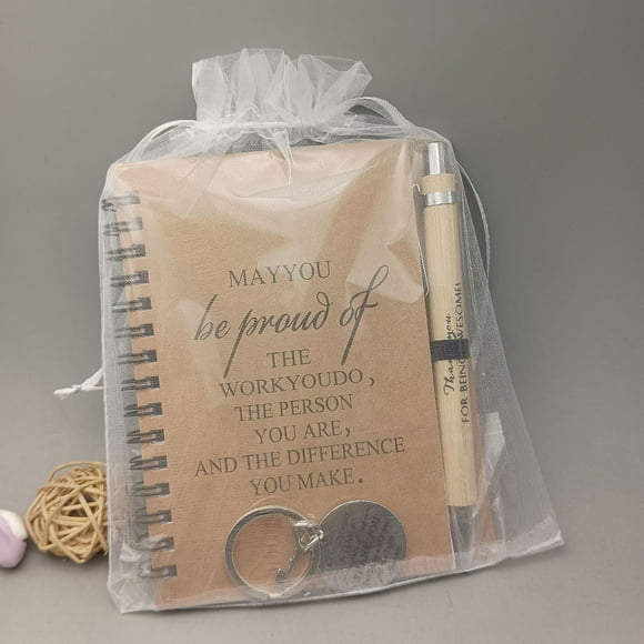 Juego de regalo inspirador de cuadernos y bolígrafos | Diario de citas positivas, llavero en forma de llave, materiales sostenibles, tinta de 2 ml, papelería motivacional, aumento de la productividad