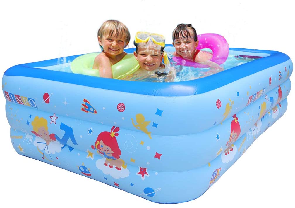 WEY&FLY Aquarium Inflatable Swim Pool, Blow up Kiddie Pool for Family