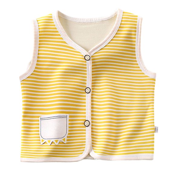 Quealent Baby Vest for Girls&Boys, Cotton Reversible Vest Coat for Spring & Autumn (Yellow, 5-6 Years)
