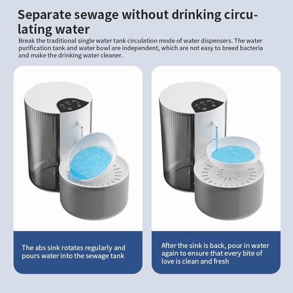 No Filter Needed! 180-Day Battery Pet Water Fountain, 3L Automatic Self-Cleaning Dispenser with Separate Sewage Tank, Saves Money & Time for Cats and Dogs