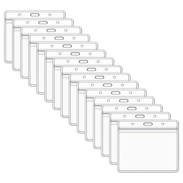 Clear Card Holder, Waterproof Plastic ID Card Holder Name Tags Badge Holders, 4.52x3.93 inch Horizontal Badge ID Name Tag Plastic Sleeve with Resealable Zip