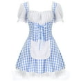 thumbnail image 5 of iEFiEL Womens Maid Cosplay Babydoll Mini Dress Masquerade Party Lace-Up Ruffle Apron Plaid Dress Blue S, 5 of 7