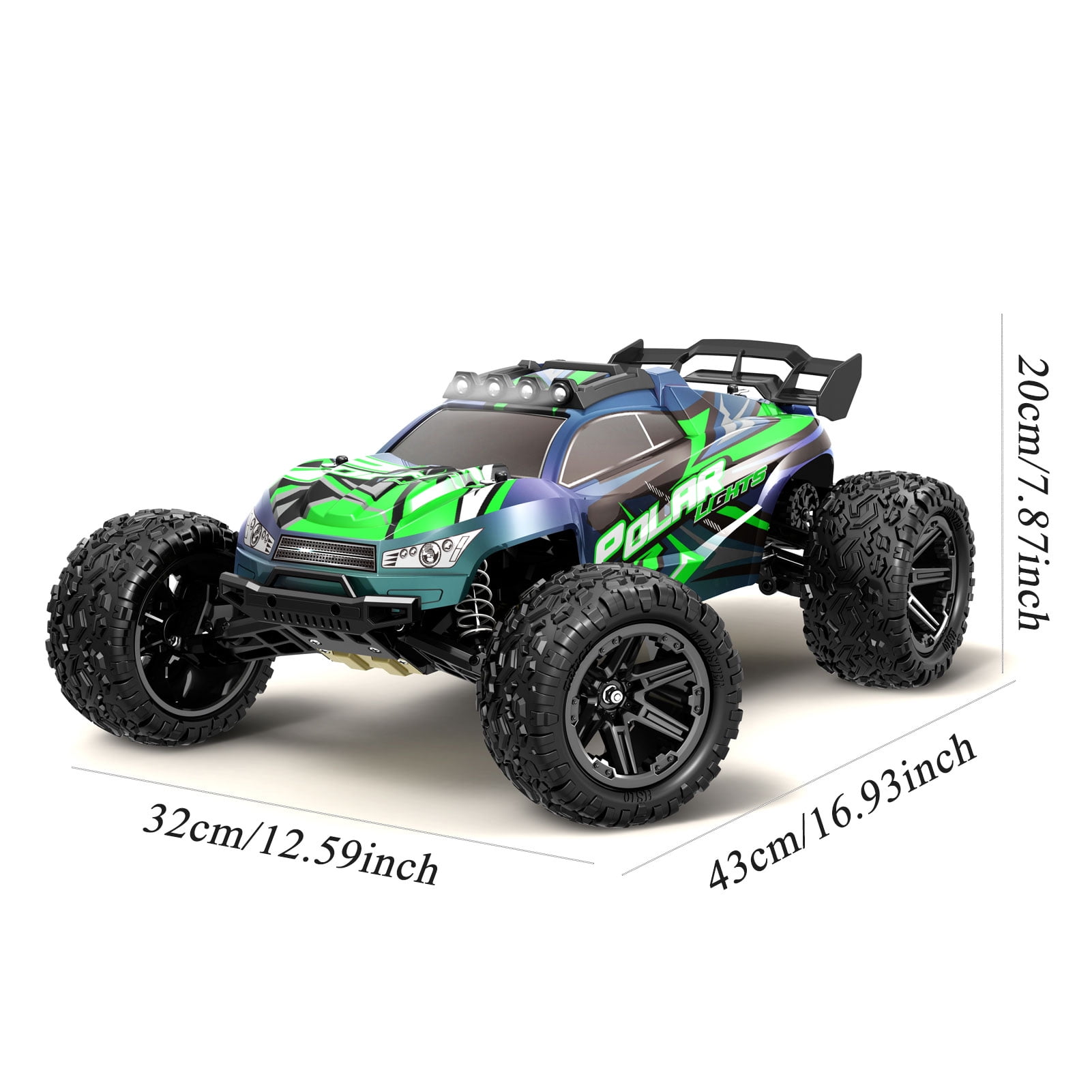 1:8 All Terrain High Speed Off Road Large RC Car, 45KM/H Outdoor Racing Drifting Electric Truck, 2.4Ghz Remote Control, LED Light, 2 Rechargeable 2600mAh Batteries, Birthday Christmas New Year Gift
