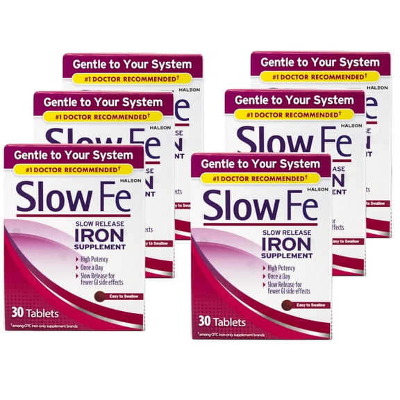 Slow Fe Slow Release Iron Supplement Tablets, 30 ea, 6 Pack