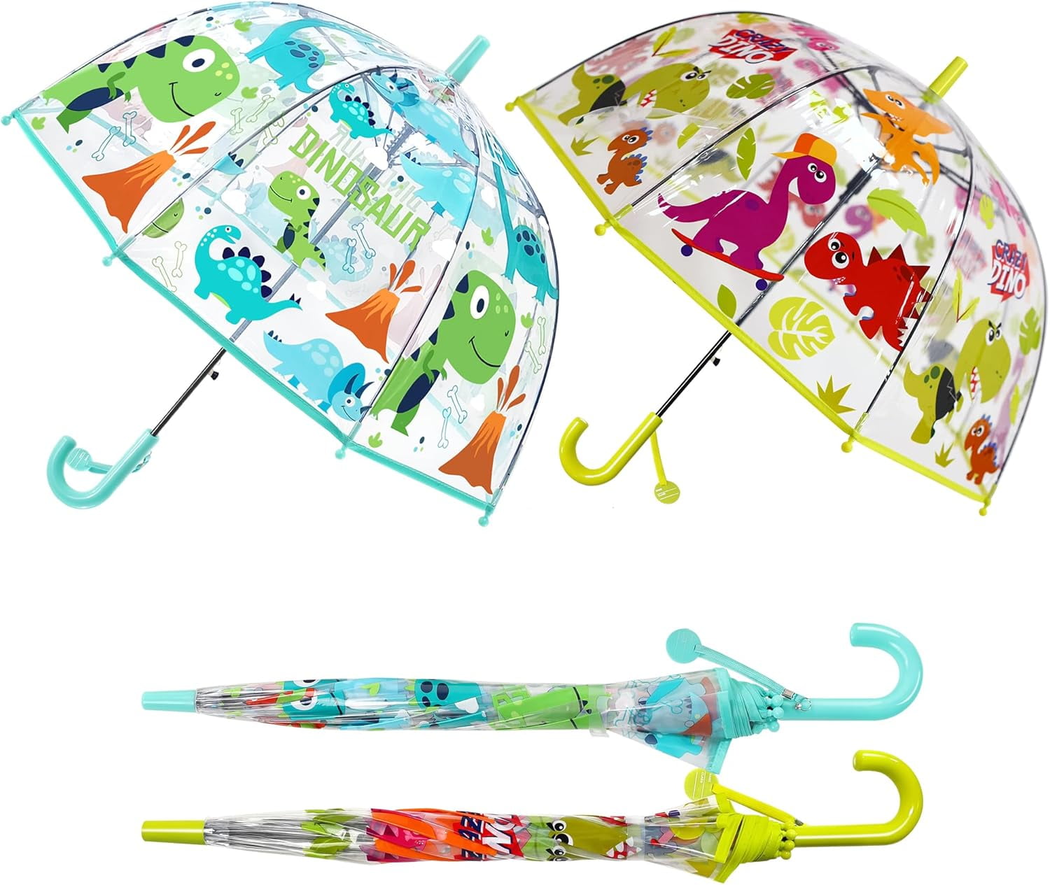 MGH 2 PCS Kids Clear Umbrellas for Rain Dome Bubble Umbrella Windproof for Toddler Boys Girls