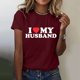 thumbnail image 2 of Gibobby Blusa de Trabajo de Manga Corta Camiseta manga corta con cuello redondo y estampado divertidas para mujer I Love My Husband(Rojo,XL), 2 of 5