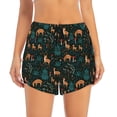 thumbnail image 2 of Rateoe Deers In The Forest Printed 2 in 1 Women's Workout Shorts for Athletic Gym Running Shorts with Phone Pockets-Large, 2 of 7