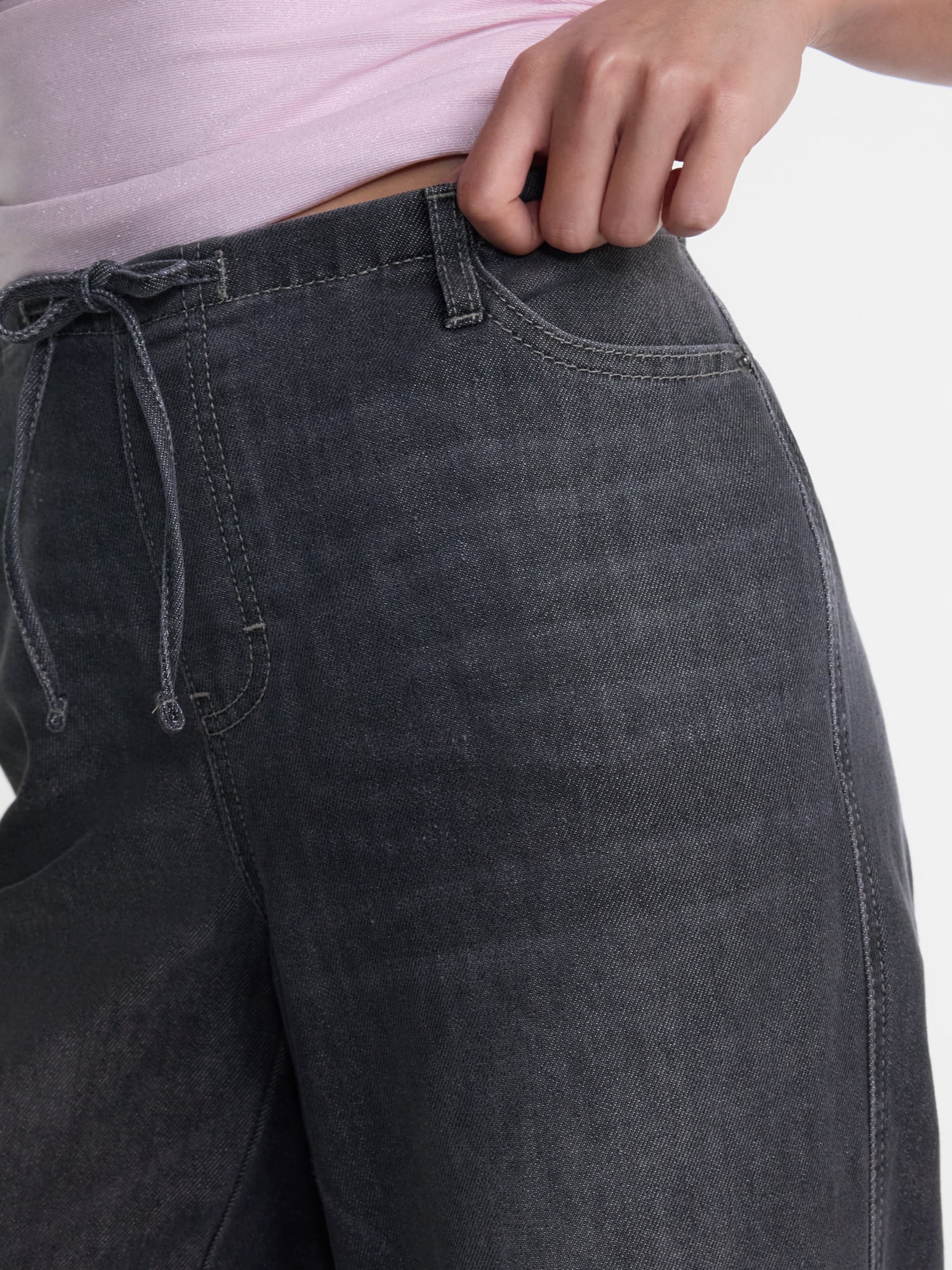 No Boundaries Mini Waistband Wide Leg Pants, 31'' Inseam, Women's XXS-XXL