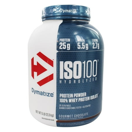 Whey Protein Isolate Dymatize Dymatize Nutrition - ISO 100 100% Hydrolyzed Whey Protein Isolate Powder Gourmet Chocolate - 5 lbs. ()