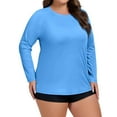 thumbnail image 4 of Women's Plus Size Swim Shirt Long Sleeve Rash Guard UV Protection Sun Shirts UPF 50+ Quick Dry Hiking Fishing Tops Blue XL, 4 of 6