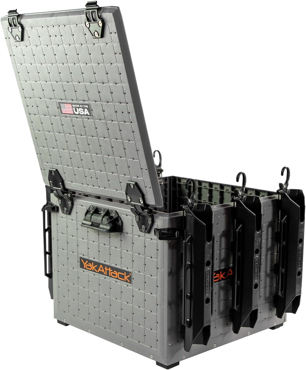 YakAttack BlackPak Pro 16" x 16" Fishing Crate W/ 6 Rod Holders - Grey