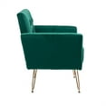 thumbnail image 5 of Velvet Single Sofa Chair, Mid-Century Button Tufted Upholstered Accent Living Room Chair with Golden Metal Legs, Comfy Armchair Leisure Lounge Chair with Wide Backrest and Armrest for Bedroom, Green, 5 of 7