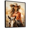 thumbnail image 2 of Designart "Roundup Cowboys Cowboy Sunset wall decor" Animals Floater Framed Canvas Wall Art, 2 of 7