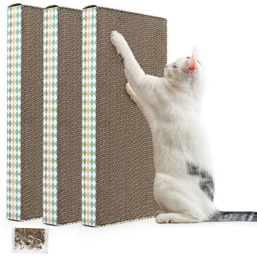 Prime Pets 3 Pack XL Wide Cat Scratcher Cardboards with Catnip, Reversible Corrugate Cat Scratching Pad