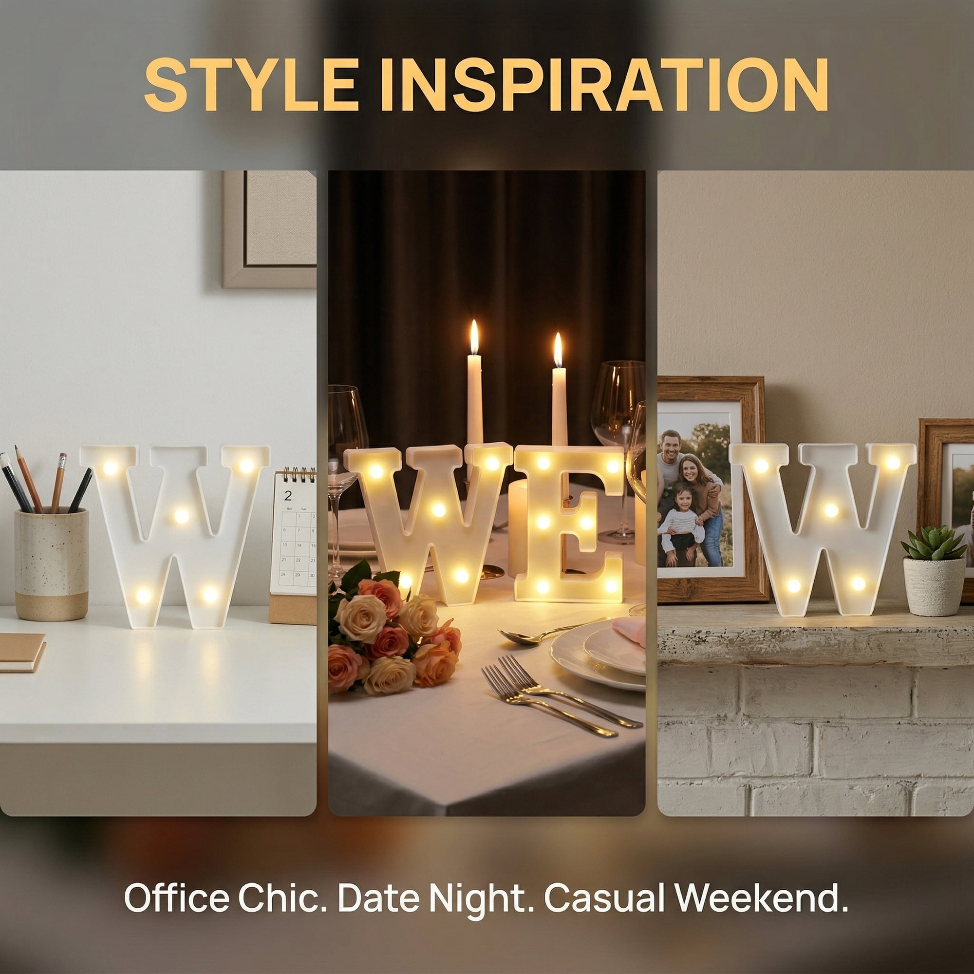 Unique Bargains Marquee Letters With Lights LED Light Up Signs Letter W 5"L x 1.1"W x 6.1"H