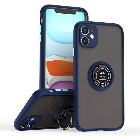 is Specially Designed for iPhone 11 Anti-Scratches,Anti-Fingerprint, Built-in 360° Rotating Ring Bracket Solid and Durable Magnetic car Phone case, Suitable for iPhone 11 6.1inches Male-Blue