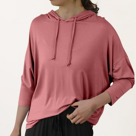 

Tawop Plus Size Pajamas Fashion Women Casual Long Sleeve Loose T-Shirt Blouse Tops Pajamas Large Female Wearing Home Clothes Hooded Sweater Pink 10