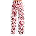 thumbnail image 4 of Garbnen Valentines Pajama Pants Red Heart Printed Wide Leg Womens Sleep Pants Drawstring Spring Summer Heart Pj Pants, 4 of 5