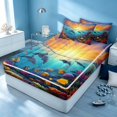 thumbnail image 3 of Erosebridal Ocean Dolphin Zipper Full Size Comforter Sets with Fitted Sheet and 2 Pillowcases, Sea Animal Zipper Bedding Set, Black Reversible, 3 of 7