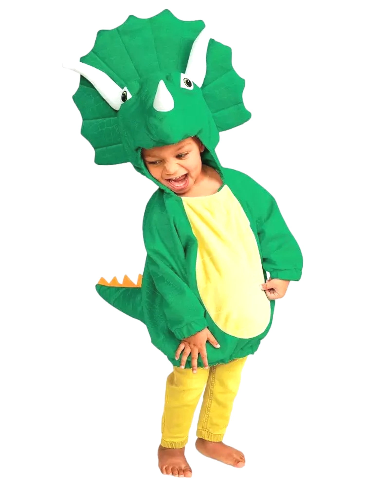 Infant Boys Plush Green Triceratops Baby Dinosaur Costume Hooded Pull