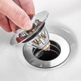 thumbnail image 4 of Desagüe emergente, cortadores de rebote de acero inoxidable tipo presión, sin inundaciones Tapón de drenaje de fregadero emergente con canasta para cocina y baño, 4 of 5