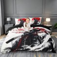 thumbnail image 2 of meiyoeat Cherry Blossom Bedding For Kids,Japanese Samurai Ink Design Duvet Cover Full,Black Reversible,3pcs(No Comforter), 2 of 6