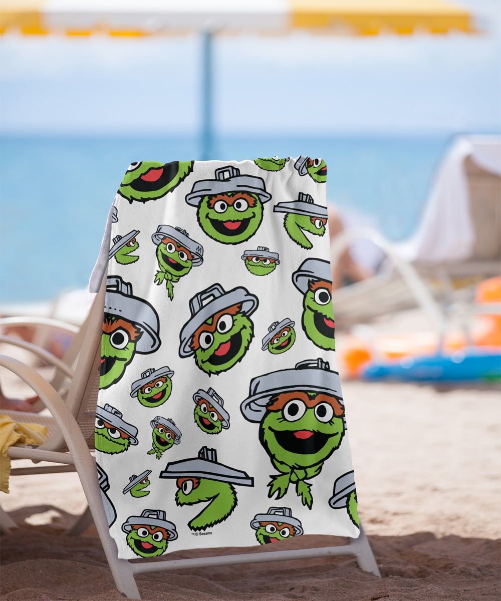 Sesame Street Oscar Face Pattern Officially Licensed Beach Towel 30' X 60'