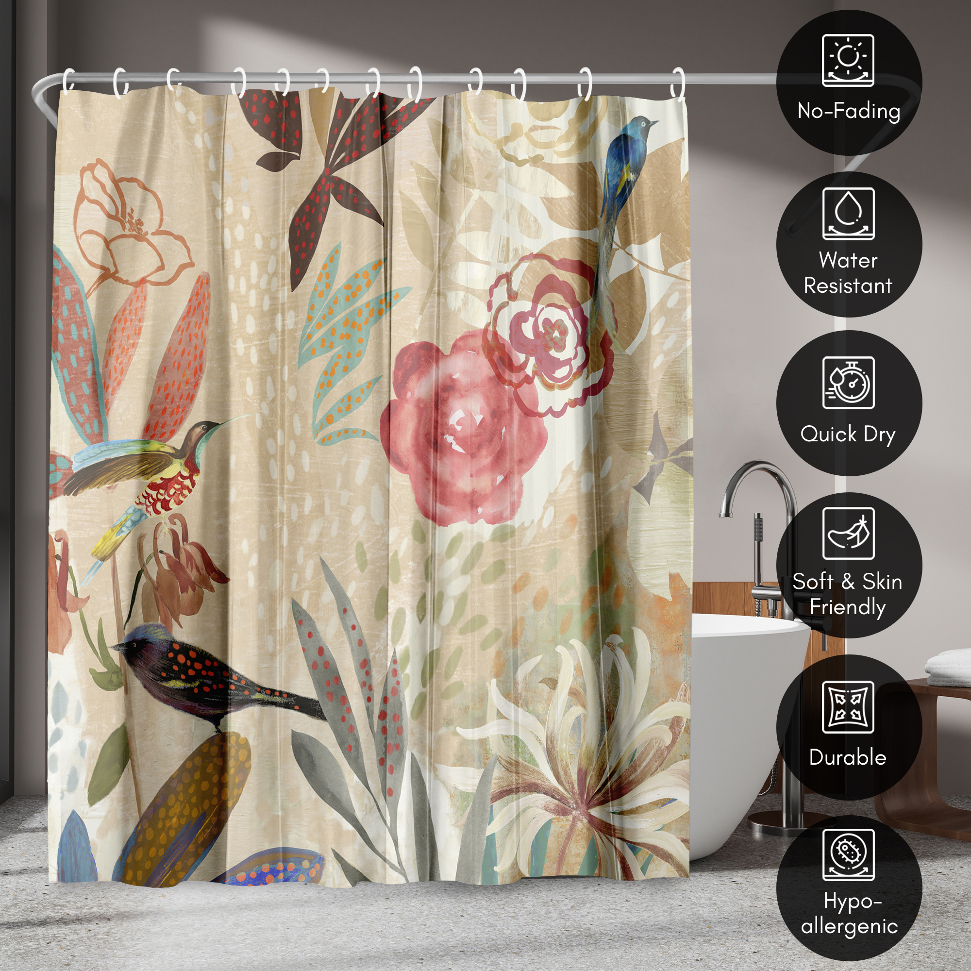 Americanflat 71" x 74" Shower Curtain, Where The Passion Flower Grows Ii by PI Creative Art