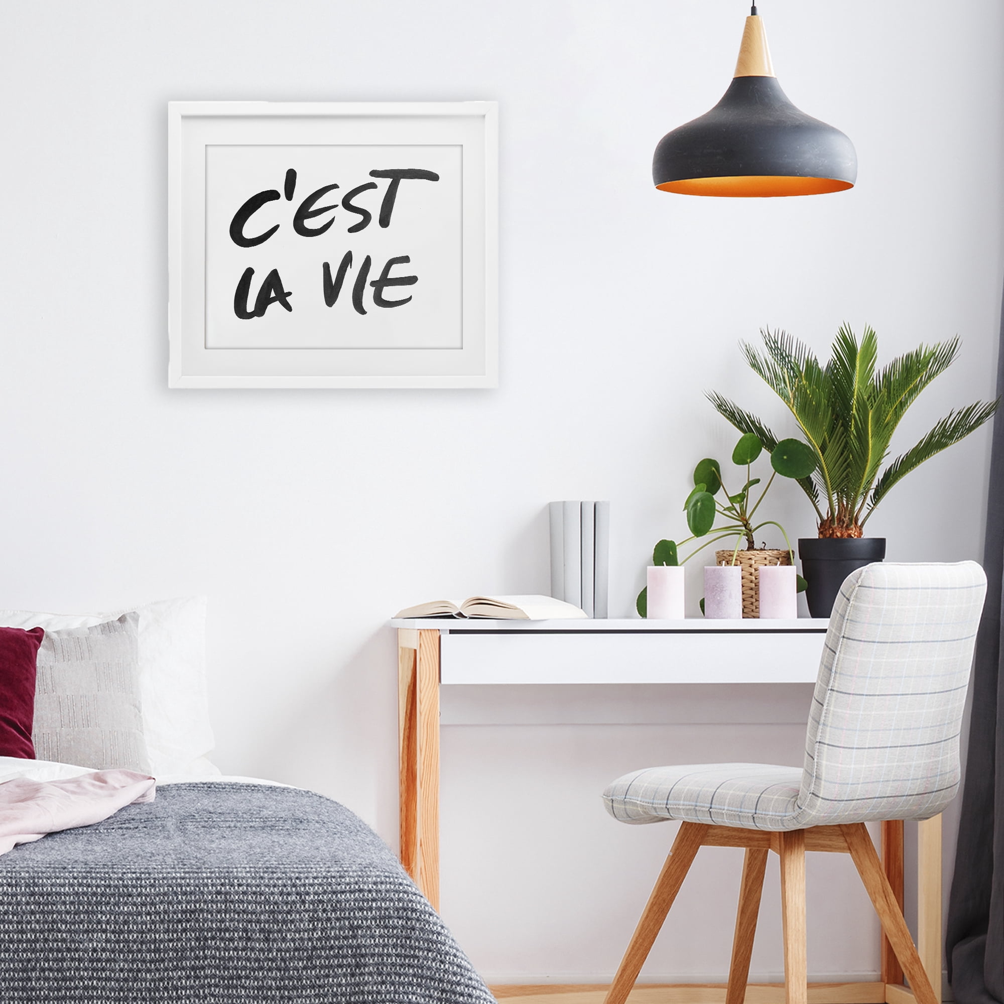Stupell Industries C'est La Vie Minimal Text White Framed Print Under Glass, design by SD Graphics Studio