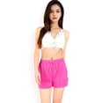 thumbnail image 2 of Women's Elastic Waist Pleated Drawstring Shorts with Side Pockets- Fuchsia,X Large, 2 of 7