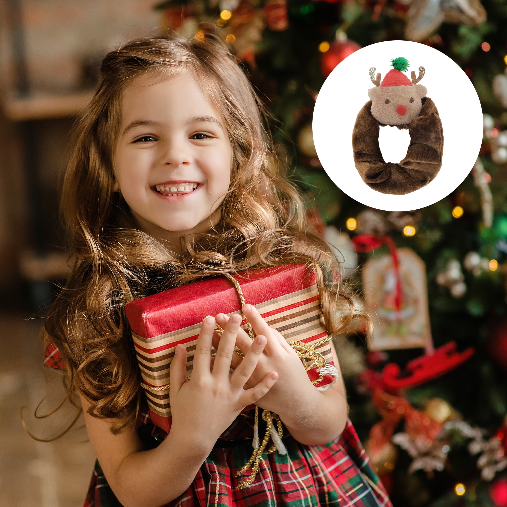 NOMADIC NOOK Christmas Hair Hair Ties 6 Pcs Brown Red White Green