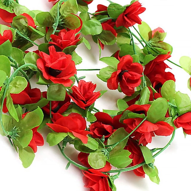 2Pcs Artficial Small Rose Rattan Imitation Flower Hanging Vine Fake Plant Decoration for Home Wedding Party