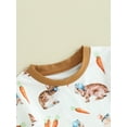 thumbnail image 5 of Toddler Baby Boy Easter Shorts Outfit 3 6 12 18 24 Months 2T 3T Bunny Carrot Print Short Sleeve T-Shirt with Elastic Waist Solid Shorts 2 Pieces Clothing Set, 5 of 9