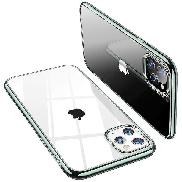 Funda Essential para iPhone 11 Pro, TPU suave y transparente, funda de silicona flexible para iPhone 11 Pro de 5,8 pulgadas, marco verde oscuro