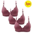 thumbnail image 2 of Hxshgdsn Push Up Bras For Women 3 Pack Plus Size Adjustable Shoulder Straps Wirefree Embroidery Glossy Extra-Elastic Bras Active Yoga Sports Bras,Hot Pink,38C, 2 of 3