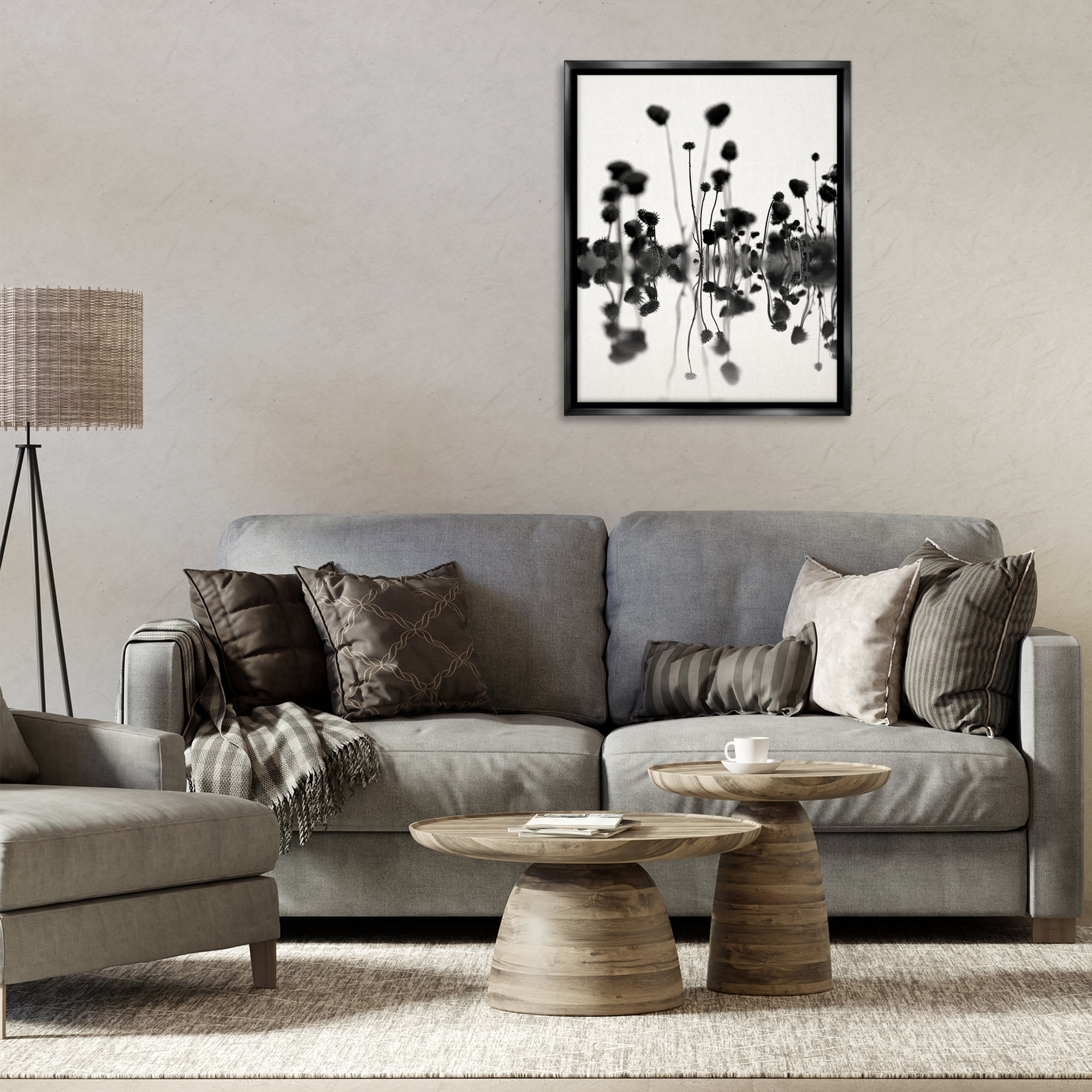 Stupell Industries Abstract Botanical Sprigs Botanical & Floral Painting Black Floater Framed Art Print Wall Art, 25 x 31