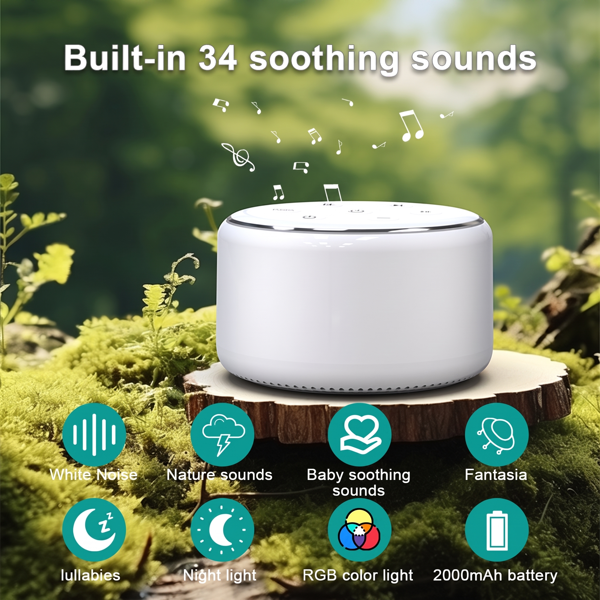 VAMOUT White Noise Machine with RGB Night Light photo 8