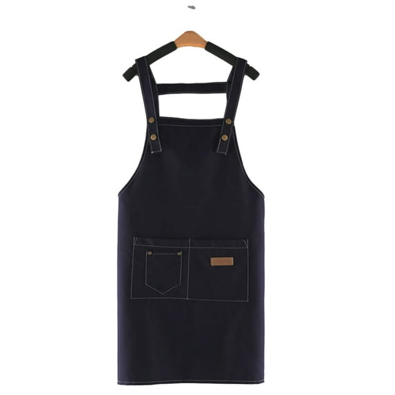 LingStar Kitchen Cooking Aprons with Pockets AdjustableCanvas Apron Multifunctional Large Pockets Working Clothes Blue