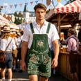 thumbnail image 2 of BOOMNY Oktoberfest Mens Short Bib Overalls Wide Leg Short Jumpsuits for Men Loose Fit Elastic Waist Drawstring Embroidery Casual Shortalls With Pocket, 2 of 4