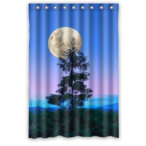 HelloDecor Moonlight Moon Phases Moons Shower Curtain Polyester Fabric