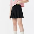 thumbnail image 5 of LIIPEE Girls Skirt Summer Solid Color Sports Skirt Comfortable Breathable Half Skirt Tennis Skirt Casual Versatile Pleated Skirt Soft Cute Daily Skirt,Black,150, 5 of 7
