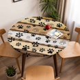thumbnail image 5 of Paw Print Elastic Fitted Round Table Cover Animal Brown Wood Grain Waterproof Outdoor Tablecloth for Holiday Party, Picnic, Patio & Dining Fits Tables Up to 36"-44", 5 of 8