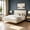Beige, variant on Gewnee Full Size Platform Bed Frame with Linen Upholstered Tufted Headboard and Wood Slats for Bedroom, No Box Spring Needed,Light Grey