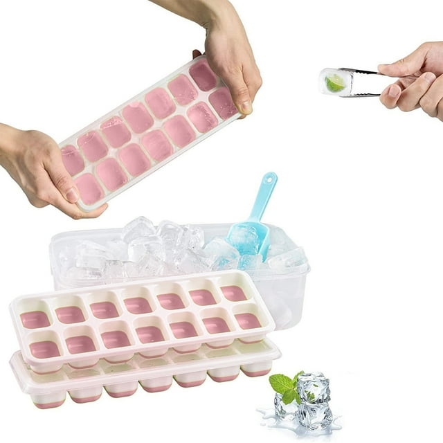 DPTALR Ice Grids Silica Gel Ice Grids With Spill-proof Removable Lids For Cocktails Freezers Stackable Ice Trays With Lids
